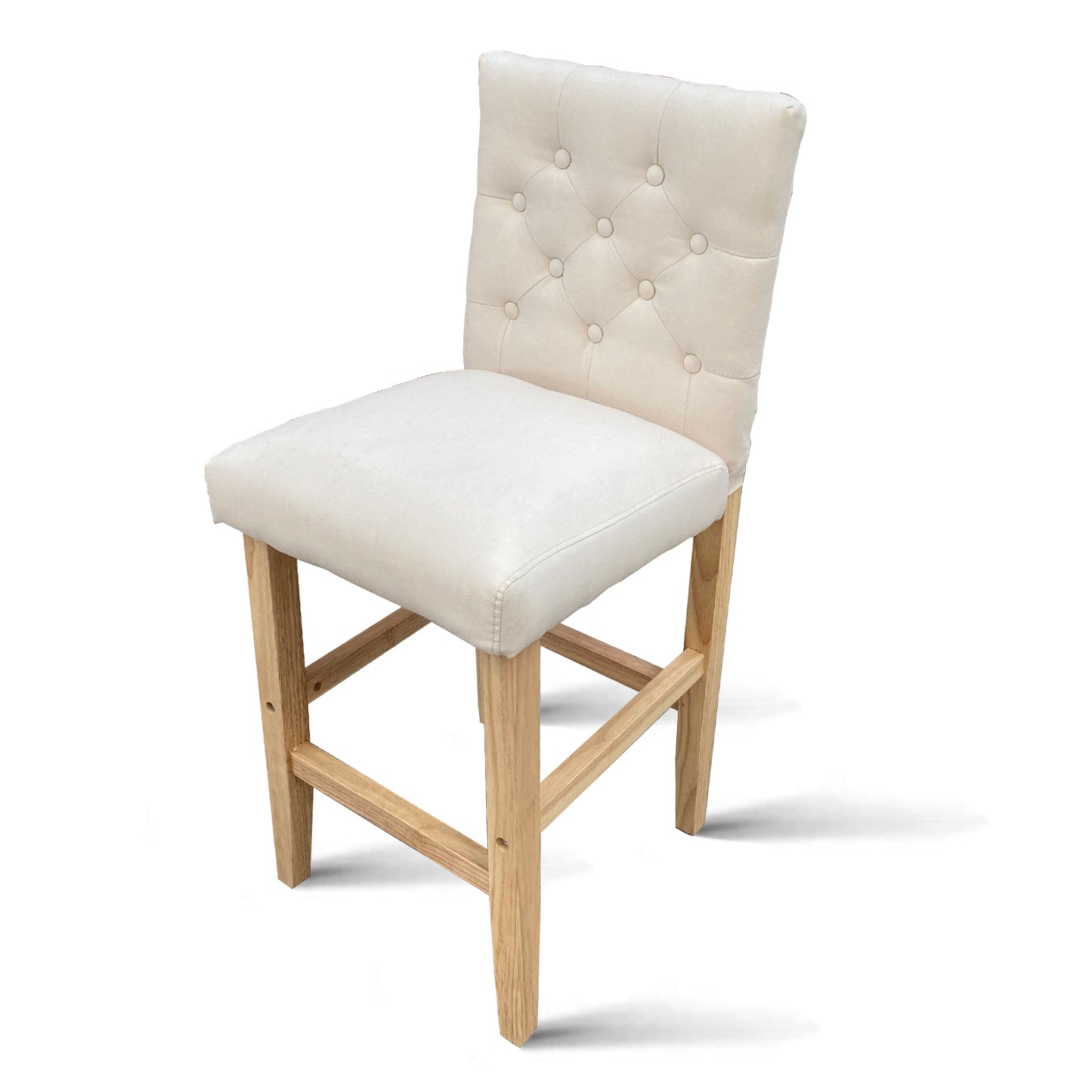 Milano Decor Hamptons Barstool Cream Chairs Kitchen Dining Chair Bar Stool - Four Pack - Cream