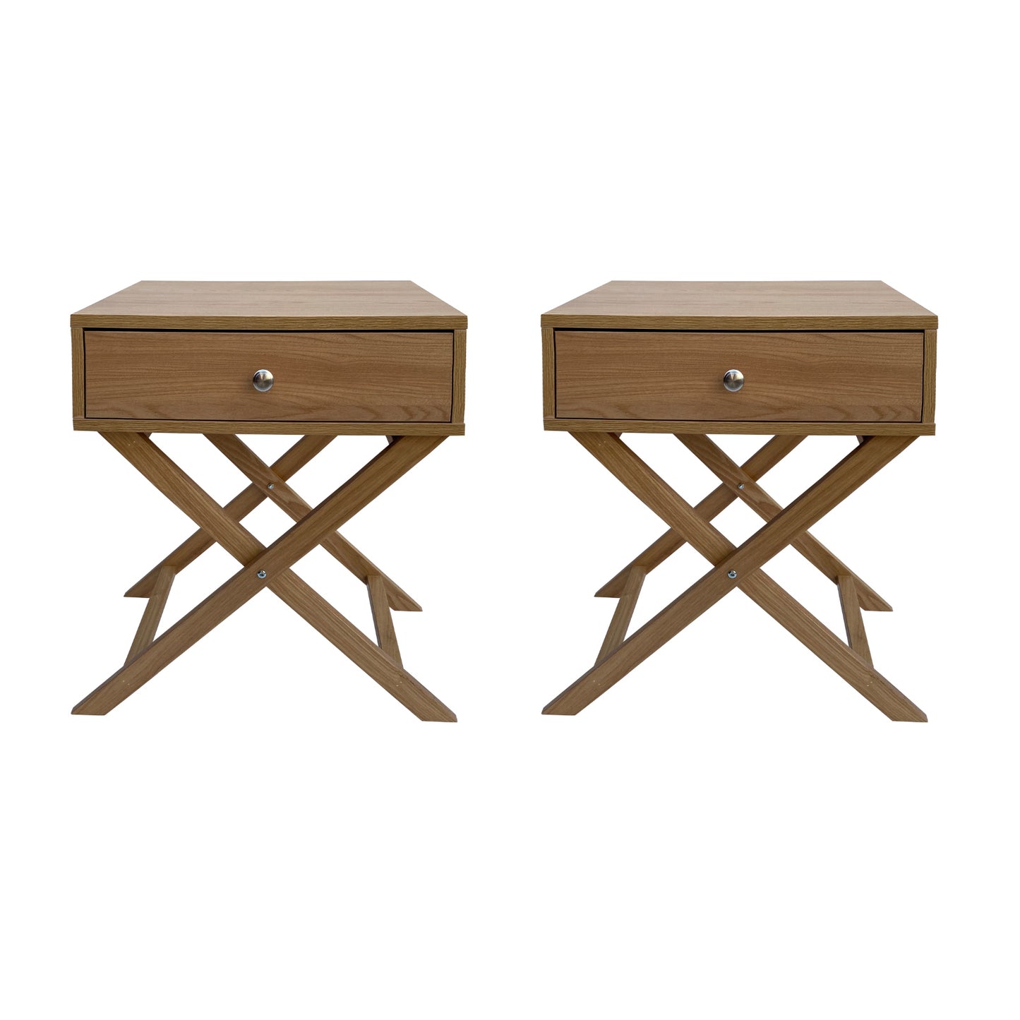 Milano Decor Bedside Table Surry Hills Oak Storage Cabinet Bedroom - Two Pack - Oak