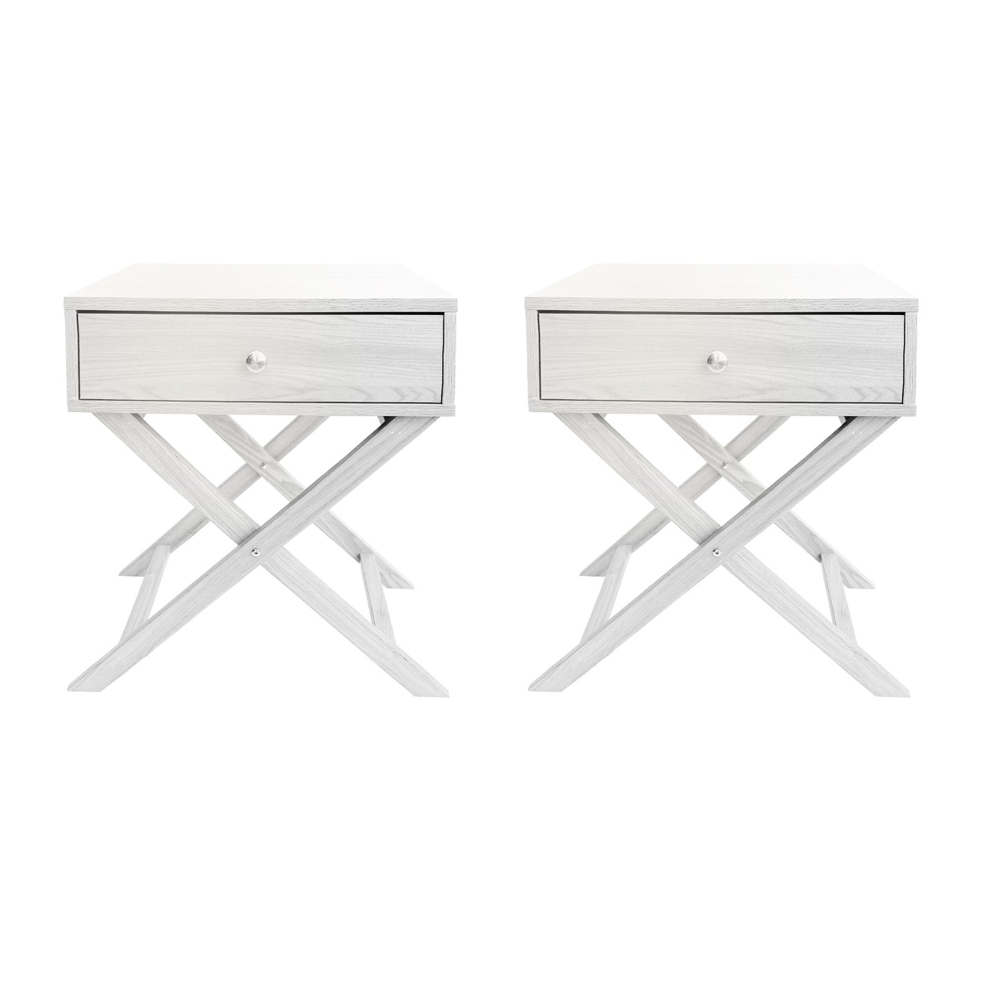 Milano Decor Bedside Table Surry Hills White Storage Cabinet Bedroom - Two Pack - White