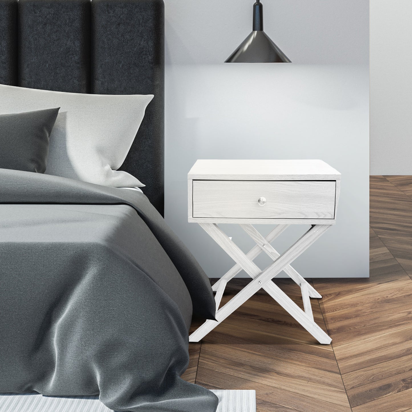 Milano Decor Bedside Table Surry Hills White Storage Cabinet Bedroom - Two Pack - White