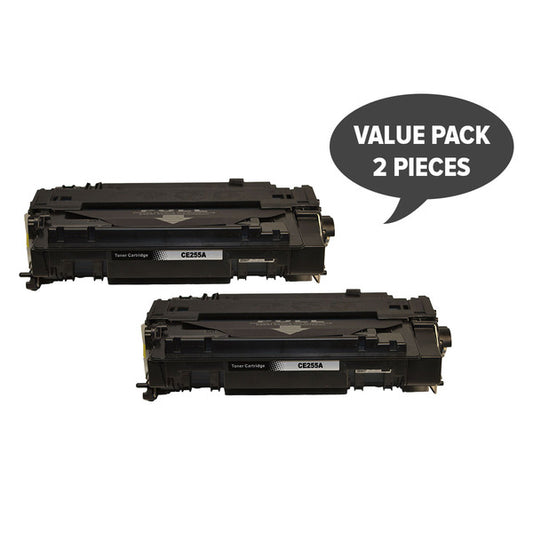HP Compatible 2 x CE255A #55A Black Generic Toner