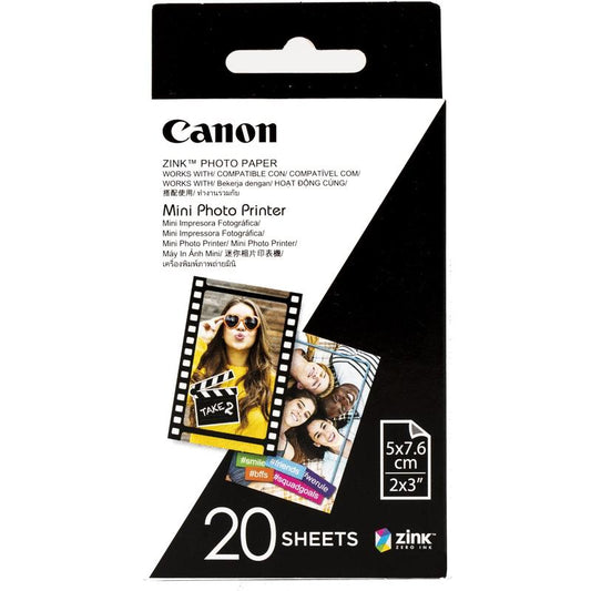 Canon Zink Mini Photo Printer Paper for Canon Inspic (20 Sheets) 2 X 3 Inches