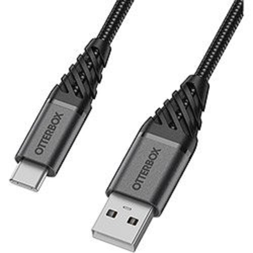 OTTERBOX USB-C to USB-A Cable 2M - Premium - Dark Ash Black ( USB A to USB C ) - Rugged, tough