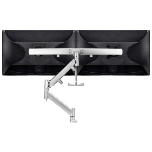 Atdec AWM Single Arm - Dual Rail - up to 2x 27" wide screens - <16kg - Grommet Clamp - Silver