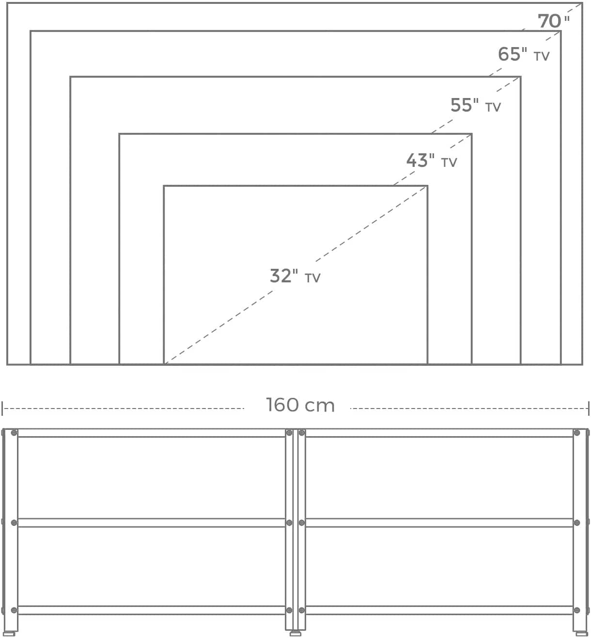 TV Stand for TV Steel Frame up to 178 cm with Shelves for Living Room and Bedroom Furniture Rustic Brown and Black