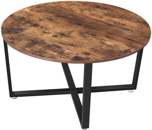 Round Coffee Table Rustic Brown and Black