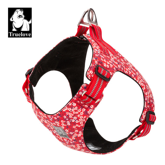 Floral Doggy Harness Red S