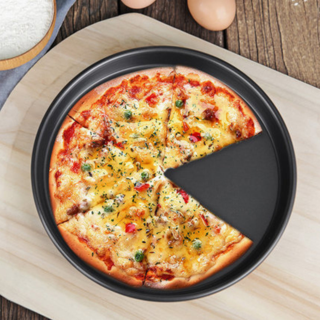 SOGA 2X 7-inch Round Black Steel Non-stick Pizza Tray Oven Baking Plate Pan