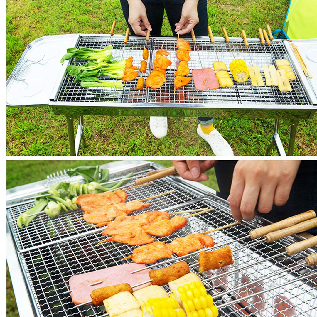 SOGA Skewers Grill Portable Stainless Steel Charcoal BBQ Outdoor 6-8 Persons