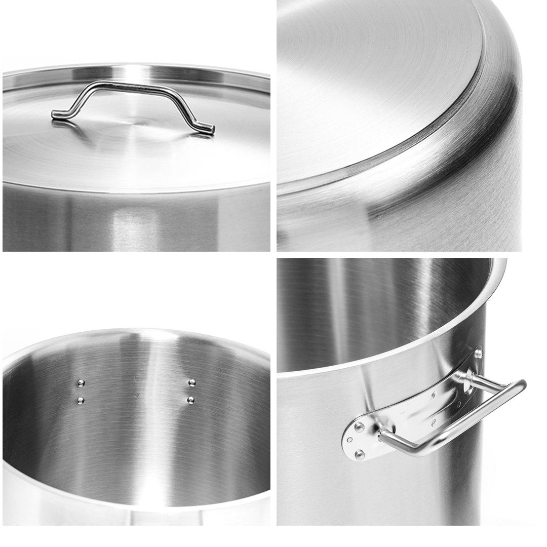 SOGA 21L Stainless Steel Stock Pot with Two Steamer Rack Insert Stockpot Tray