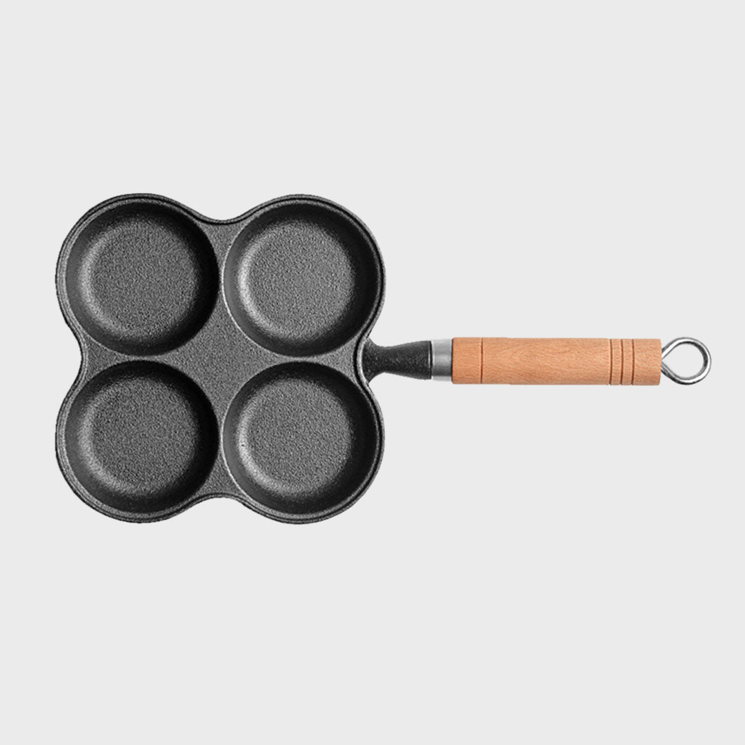 SOGA 4 Mold Multi-Portion Cast Iron Breakfast Fried Egg Pancake Omelet Fry Pan