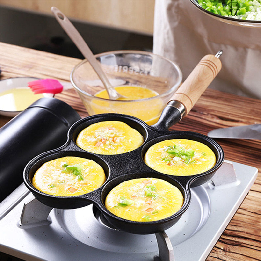 SOGA 4 Mold Multi-Portion Cast Iron Breakfast Fried Egg Pancake Omelet Fry Pan