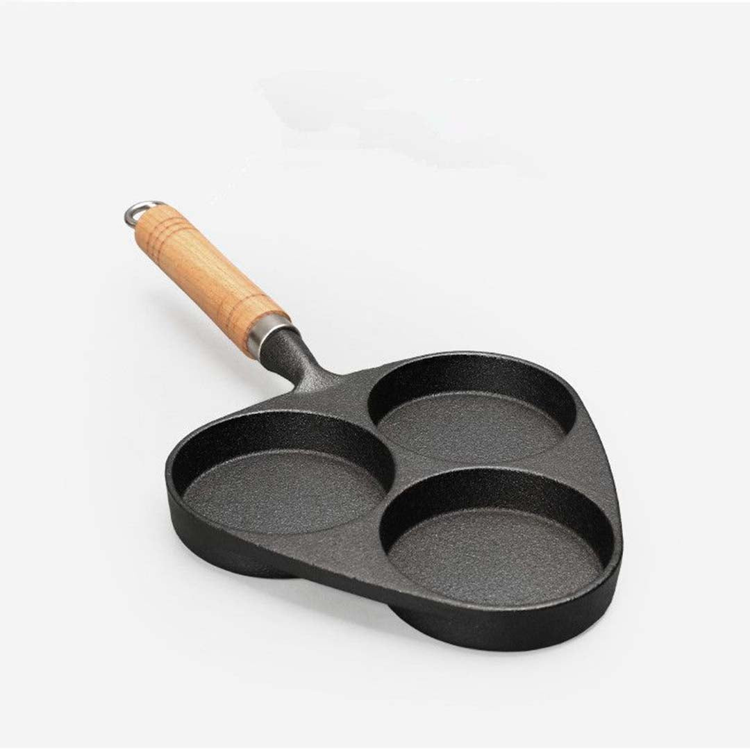 SOGA 2X 3 Mold Cast Iron Breakfast Fried Egg Pancake Omelette Fry Pan