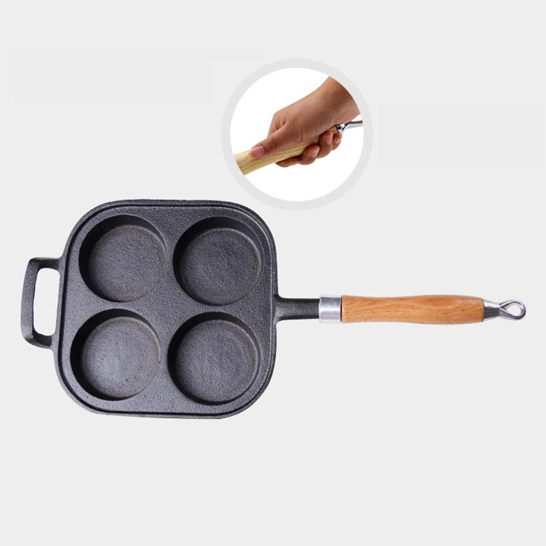 SOGA 4 Mold Cast Iron Breakfast Fried Egg Pancake Omelette Fry Pan