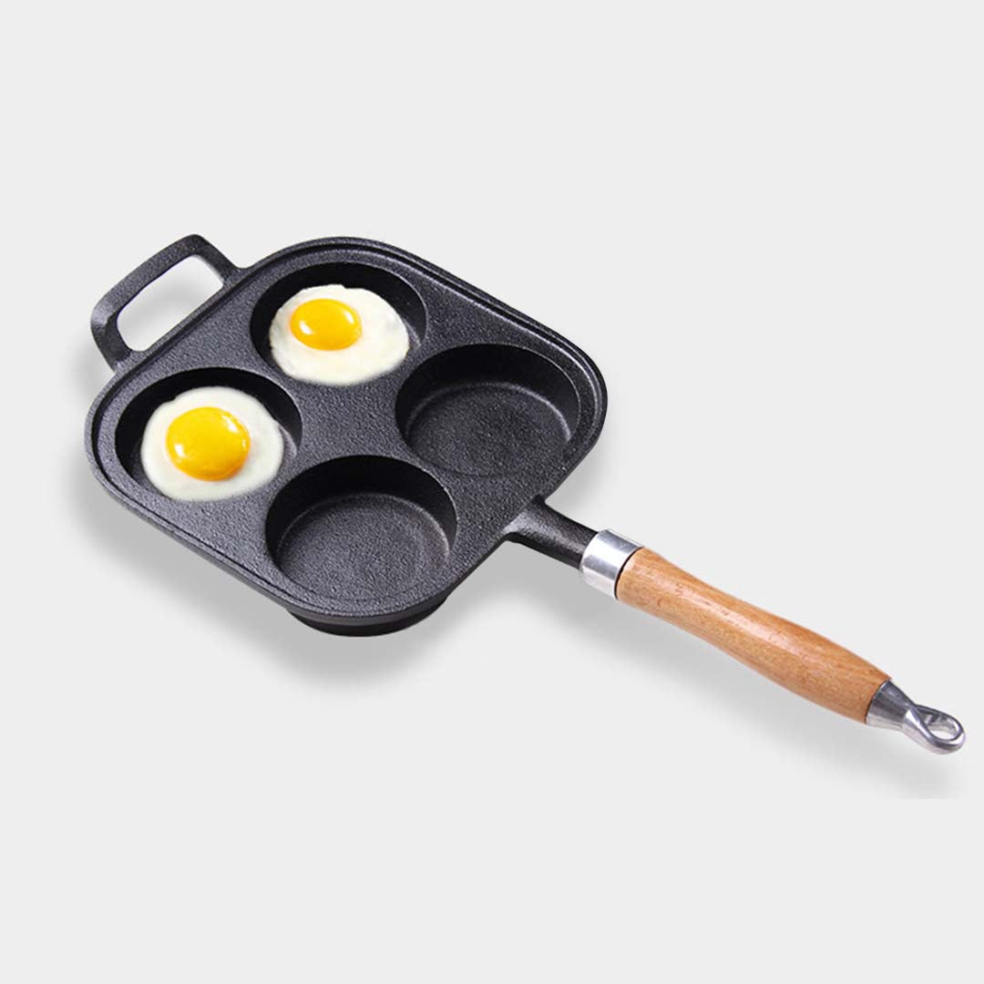 SOGA 4 Mold Cast Iron Breakfast Fried Egg Pancake Omelette Fry Pan