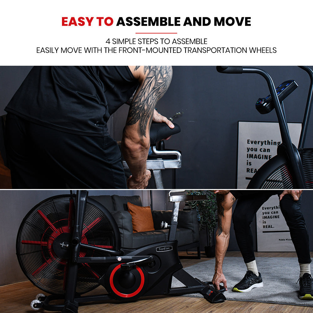 Sardine Sport Spin AirBike, Exercise Bike, Indoor Fan Bike