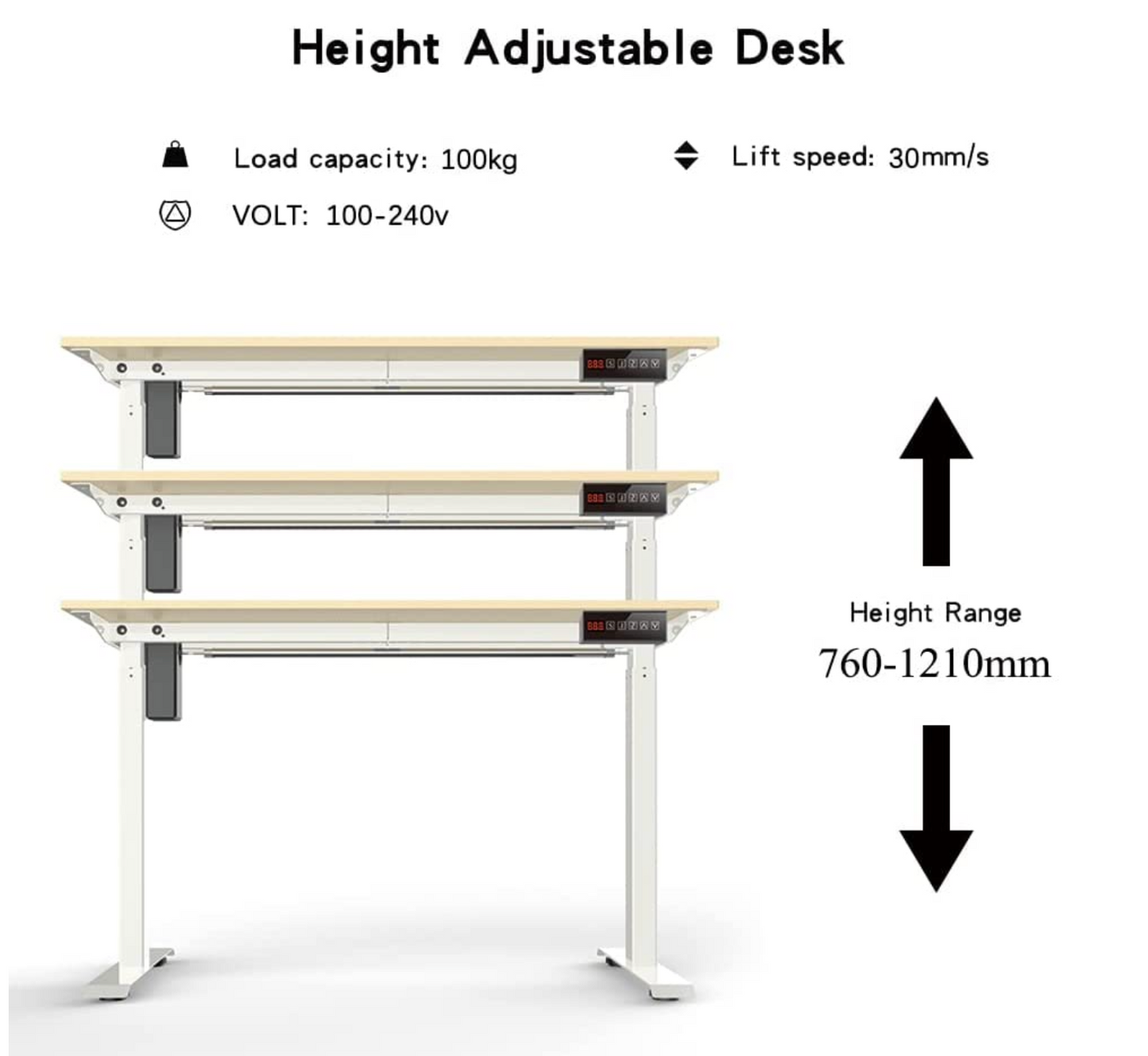 Sardine Sport Electric Standing Desk, 100KG Motorised Height Adjustable Computer Desk, Sit Stand Desk, Home Office (120 x 60 cm / 47.2 x 23.6 inch)