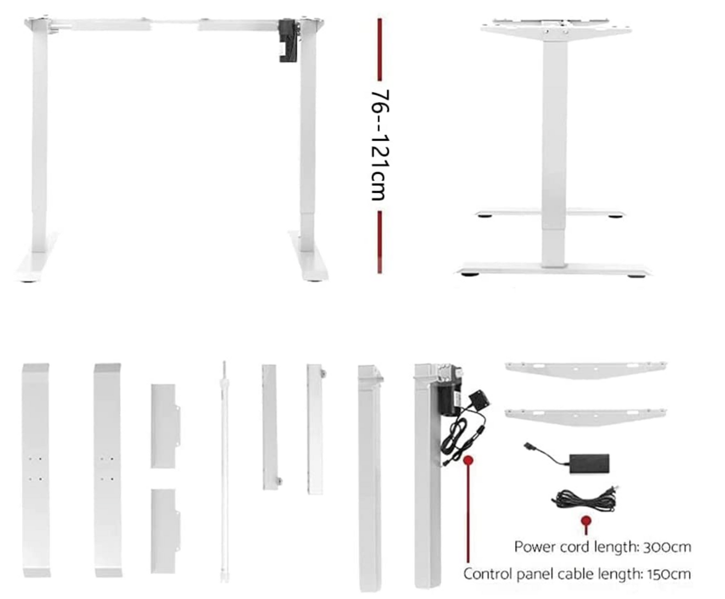Sardine Sport Electric Standing Desk, 100KG Motorised Height Adjustable Computer Desk, Sit Stand Desk, Home Office (120 x 60 cm / 47.2 x 23.6 inch)