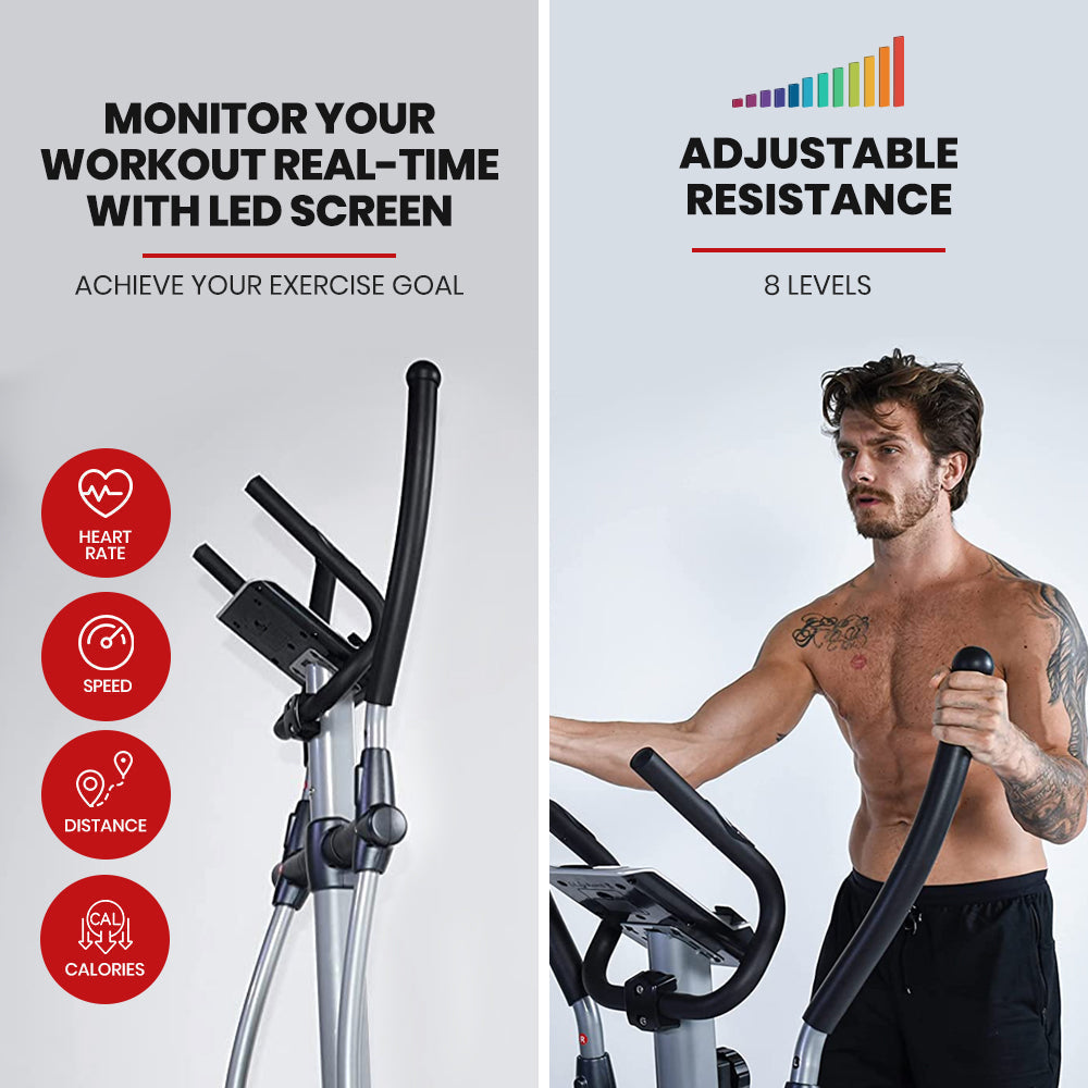Sardine Sport E60 Elliptical Machine Cross Trainer with 8 Level Resistance, Hyper-Quiet Magnetic System