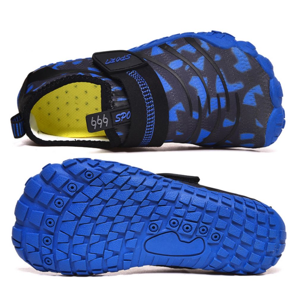 Kids Water Shoes Barefoot Quick Dry Aqua Sports Shoes Boys Girls (Pattern Printed) - Blue Size Bigkid US6.5 = EU38