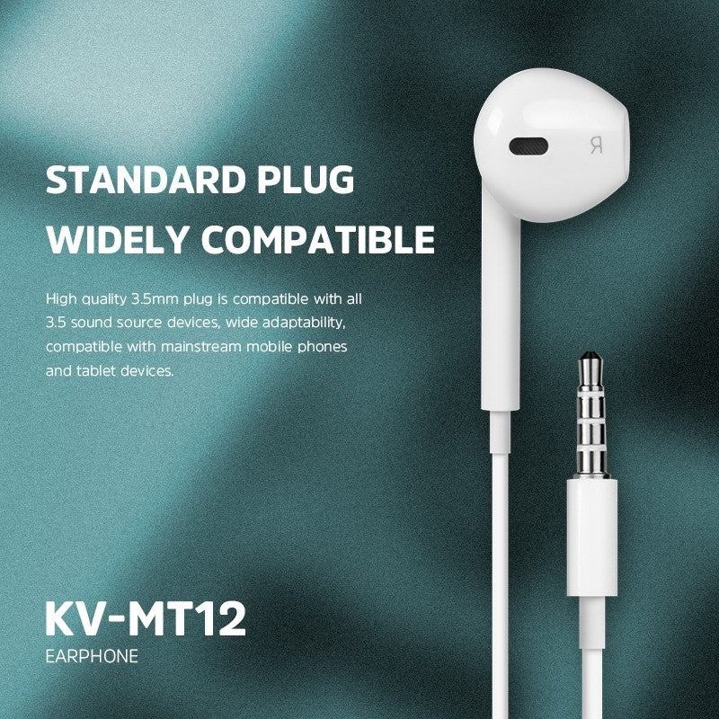 KIVEE MT12 Earphone 3.5mm 1.2M White