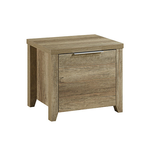 Alice 5 Pieces Bedroom Suite Natural Wood Like MDF Structure King Size Oak Colour Bed, Bedside Table, Tallboy & Dresser