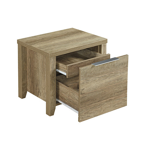 Alice 5 Pieces Bedroom Suite Natural Wood Like MDF Structure King Size Oak Colour Bed, Bedside Table, Tallboy & Dresser