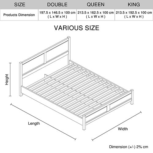 Alice 5 Pieces Bedroom Suite Natural Wood Like MDF Structure King Size Oak Colour Bed, Bedside Table, Tallboy & Dresser