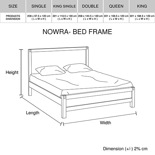 3 Pieces Bedroom Suite in Solid Wood Veneered Acacia Construction Timber Slat Double Size Chocolate Colour Bed, Bedside Table