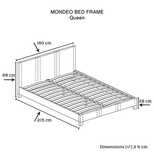 Queen Size Bed Frame Upholstery Linen Fabric Beige Colour with Metal Joint Slat Base