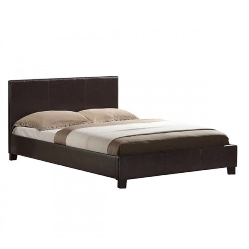 Queen Size Leatheratte Bed Frame in Brown Colour with Metal Joint Slat Base