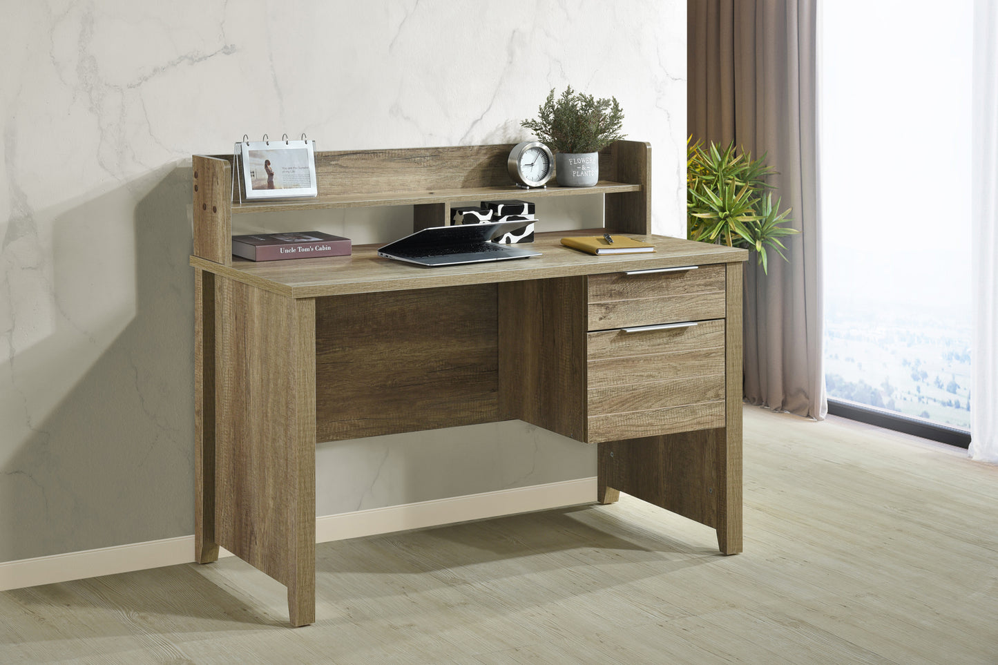 Study Desk with 2 Drawers Natural Wood like MDF Office Desk Table