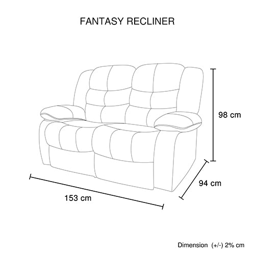 2 Seater Recliner Sofa In Faux Leather Lounge Couch in Brown