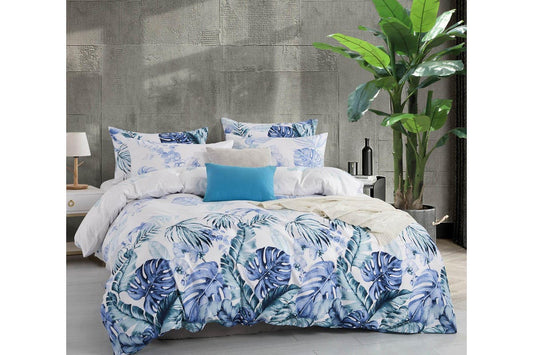 Luxton Super King Size Adelina Blue Teal Tropical Quilt Cover Set