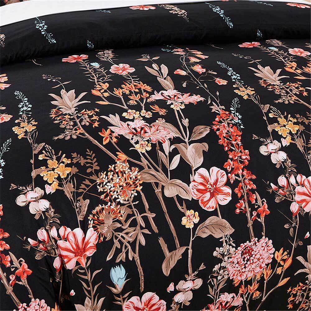 Luxton King Size 3pcs Floral Black Quilt Cover Set(3PCS)