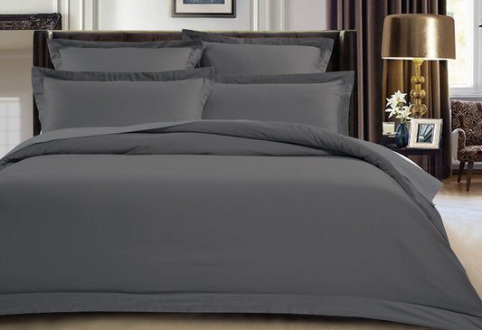 Luxton Super King Size 500TC Cotton Sateen Quilt Cover Set (Charcoal Color)