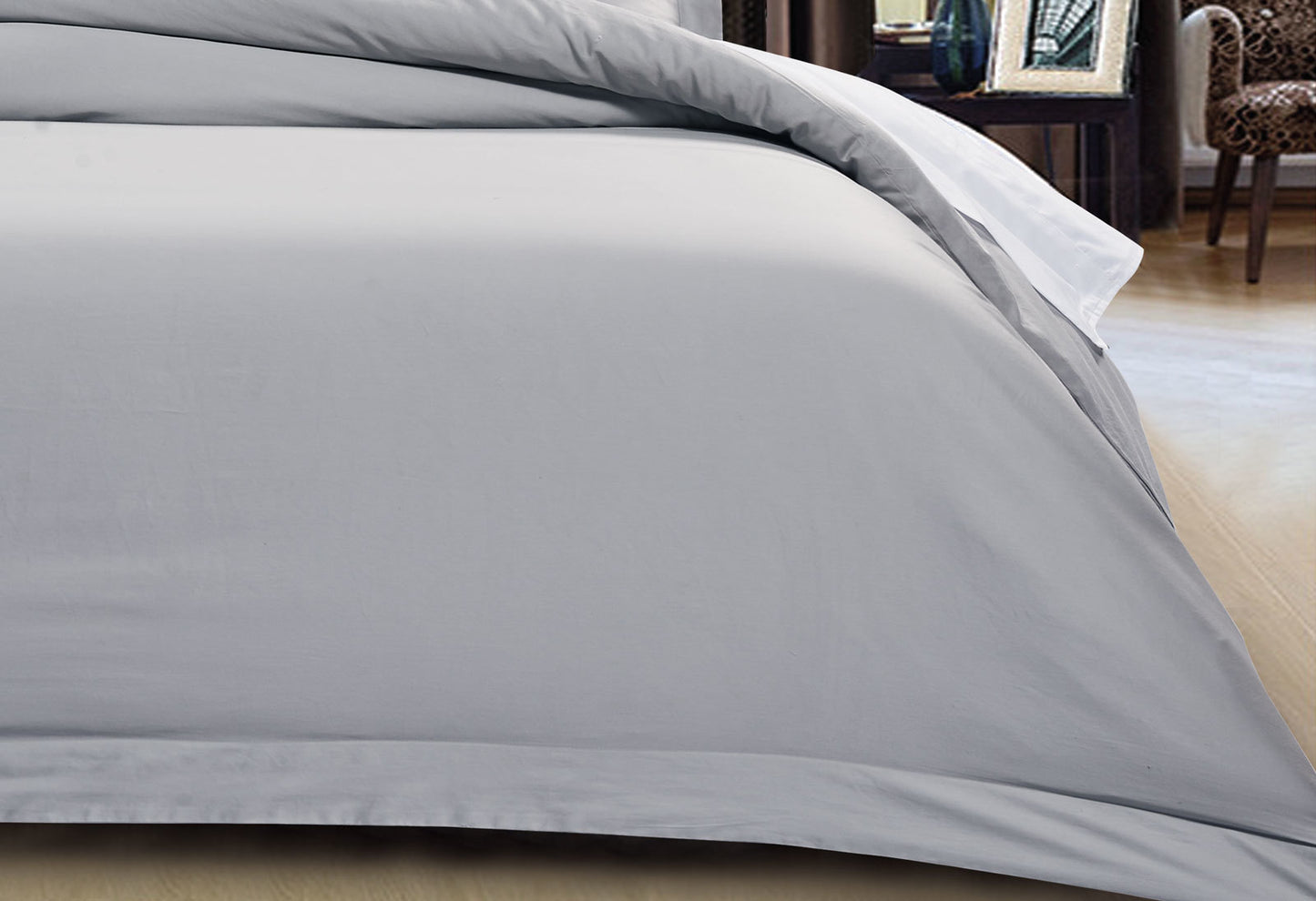 Luxton King Size 500TC Cotton Sateen Quilt Cover Set (Silver Color)