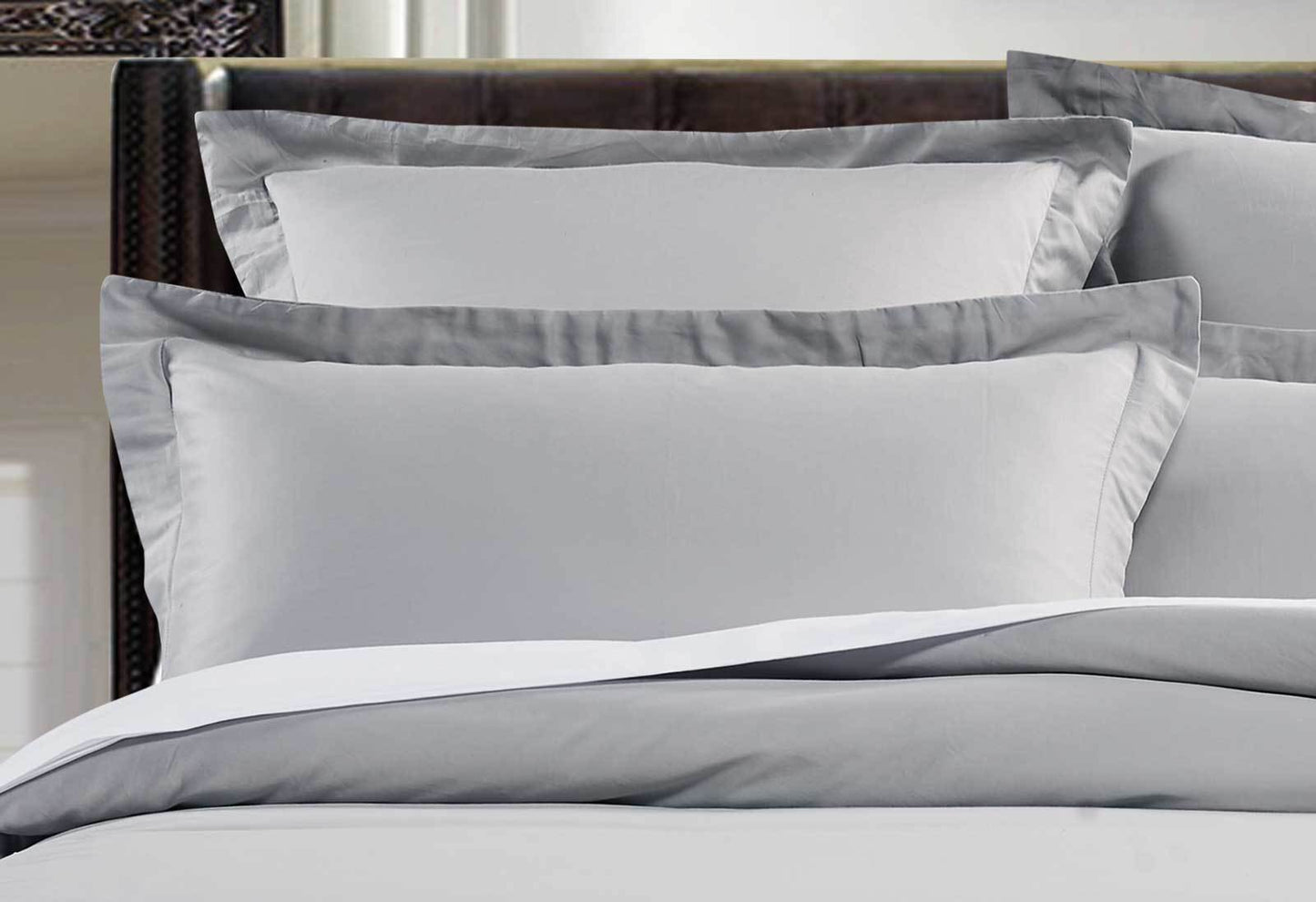 Luxton King Size 500TC Cotton Sateen Quilt Cover Set (Silver Color)