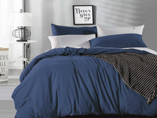 Luxton King Size Indigo Vintage Washed Cotton Quilt Cover Set(3PCS)