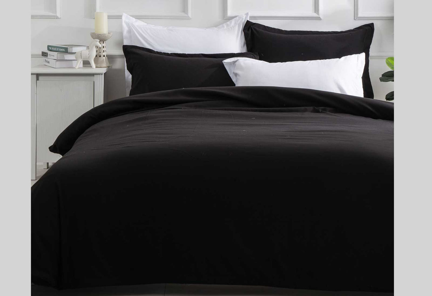 Luxton Single Size Black Color Quilt Cover Set (2PCS)