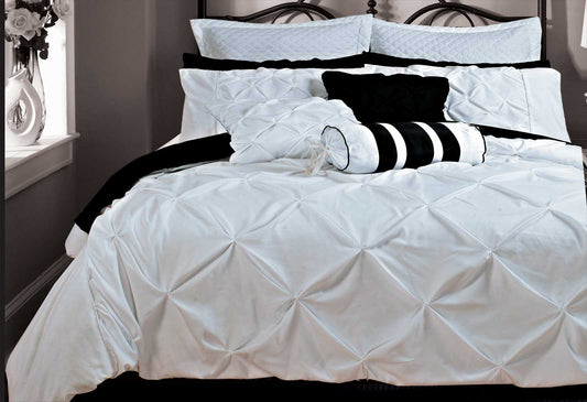 Luxton Queen Size White Diamond Pintuck Quilt Cover Set(3PCS)