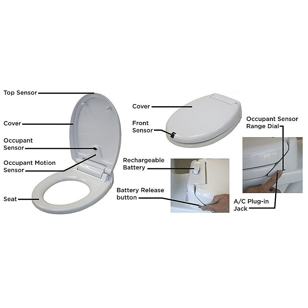 Automatic Toilet Seat Sensor Operated White & Round