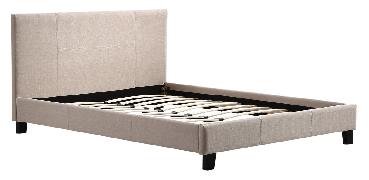 Double Linen Fabric Bed Frame Beige