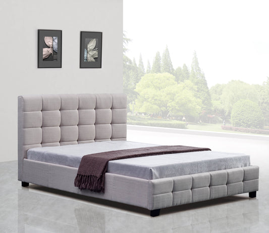 Linen Fabric Queen Deluxe Bed Frame Beige