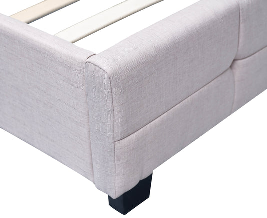 Linen Fabric King Deluxe Bed Frame Beige