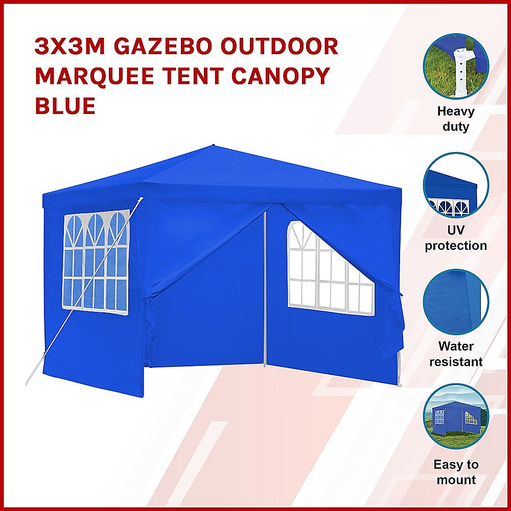 3x3m Gazebo Outdoor Marquee Tent Canopy Blue