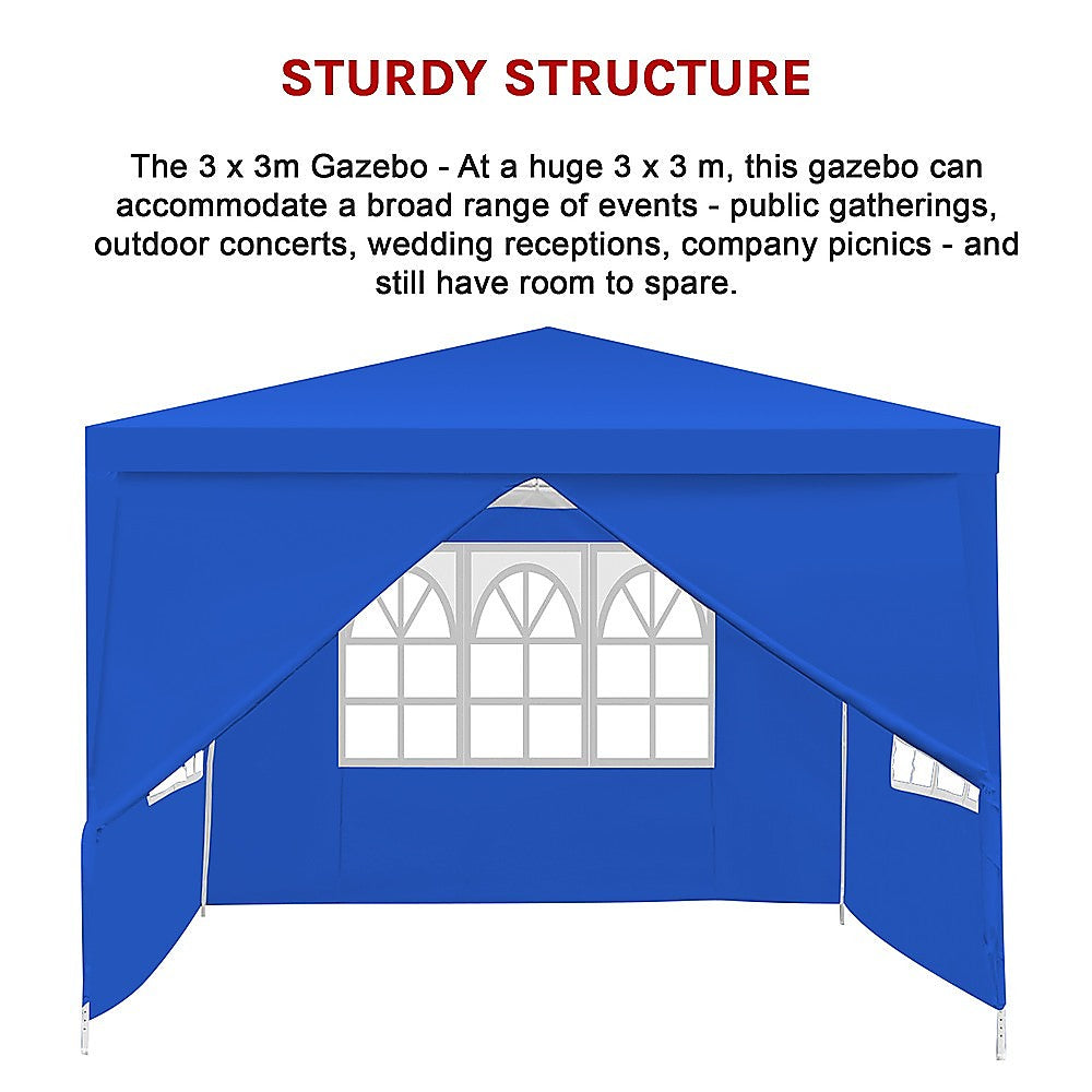 3x3m Gazebo Outdoor Marquee Tent Canopy Blue