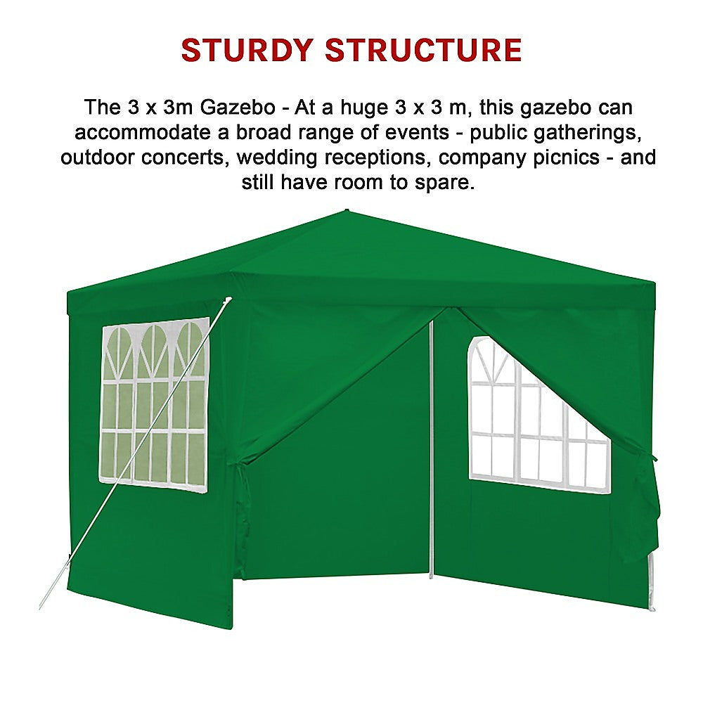 3x3m Gazebo Outdoor Marquee Tent Canopy Green