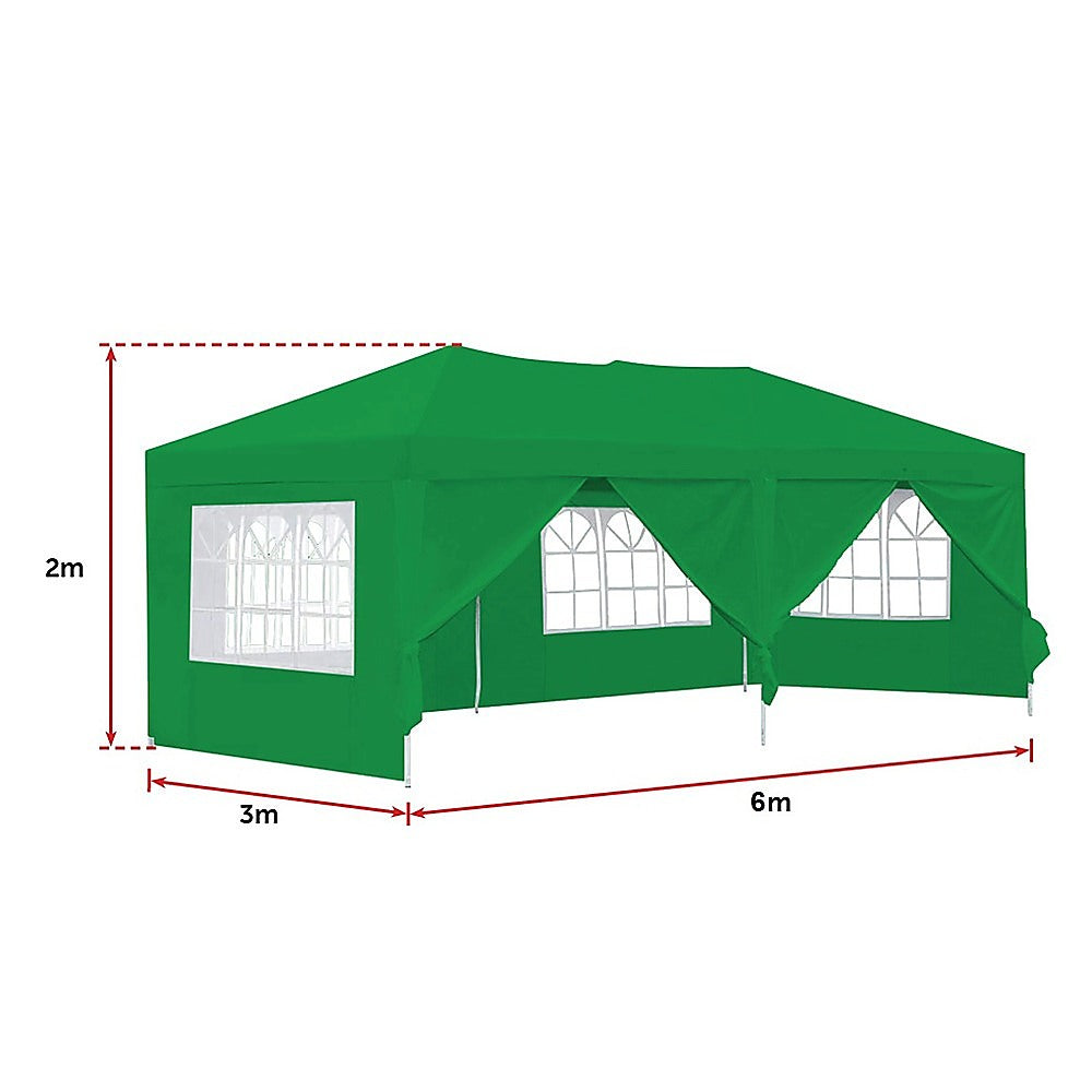 3x6m Gazebo Outdoor Marquee Tent Canopy Green