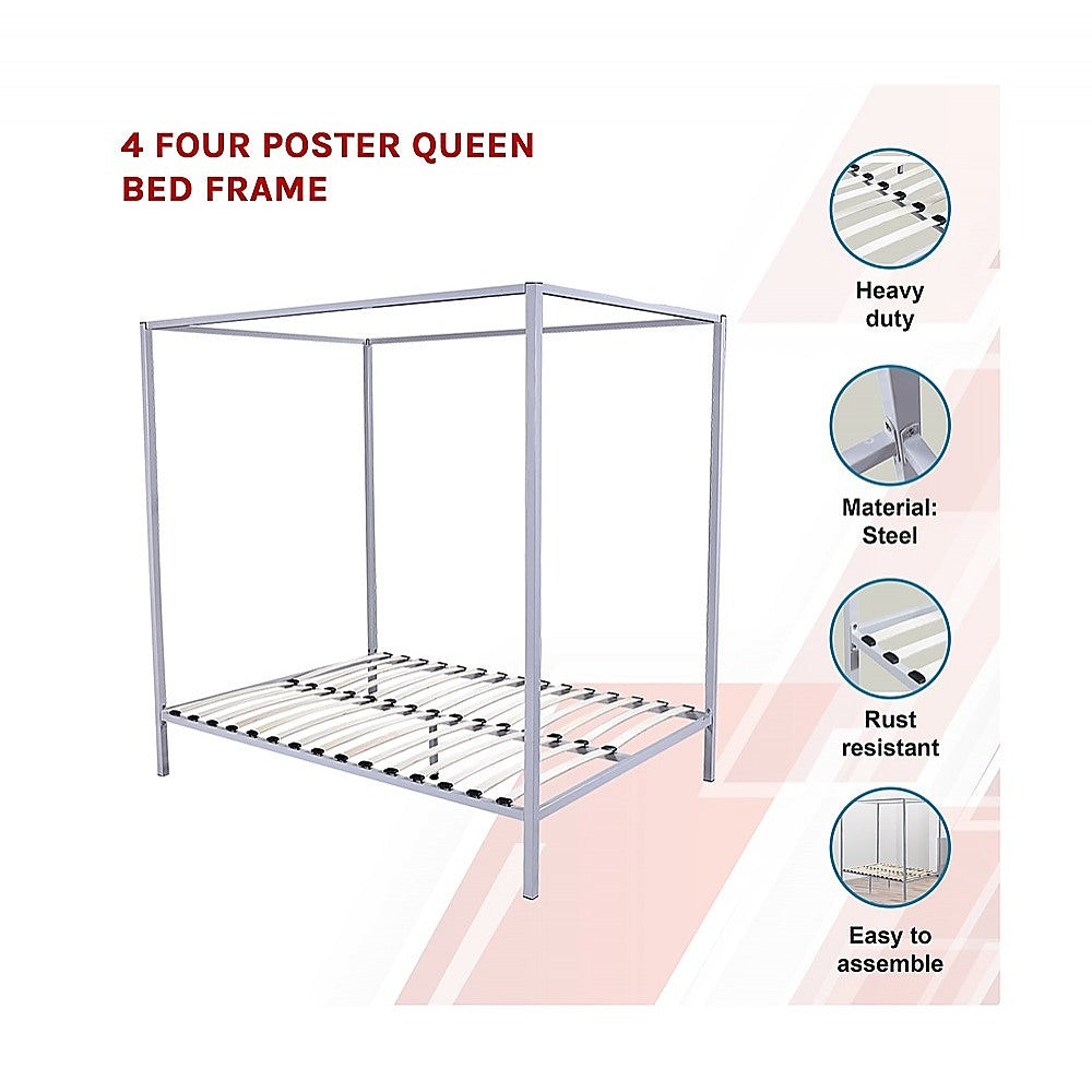 4 Four Poster Queen Bed Frame